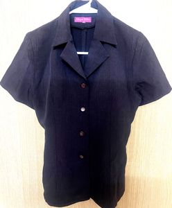 Elegant Short Sleeve Button-Up Blouse