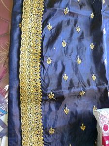 Beutiful Heavy Embroidery Navy Blue 💙 Saree
