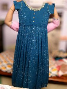 Blue Dress with Gold Embellishments