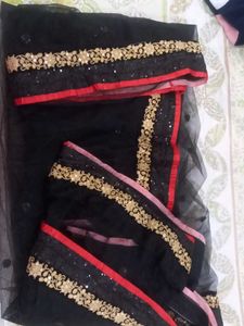 Black Net Saree