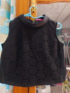 Pantaloons black embroided crop top