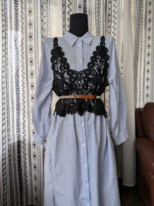 ZARA Striped Shirt Dress With pockets