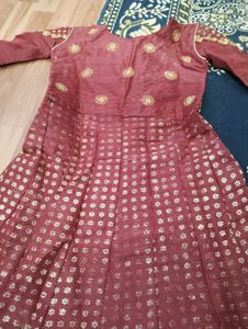 Burgundy &amp; Gold Embellished Gown