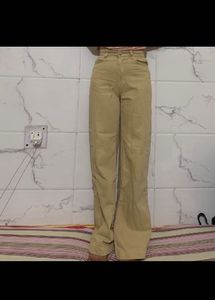 Beige Wide Leg Jeans
