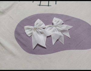 Cute White Ribbon Bow Hair Clips (2)