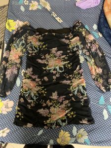 Floral Print Ruched Mini Dress