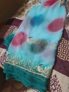 Elegant Peacock Embroidered Saree