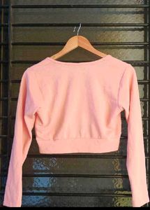 Pink Long Sleeve Crop Top