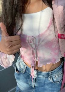 Pink Aesthetic Mesh Top