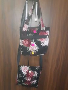 Floral Handbag &amp; Sling Bag Set