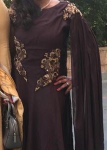 Embroidered Brown  Gown