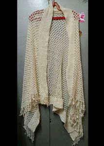 Vintage Style Handmade Fringe Crochet Knitted Shaw
