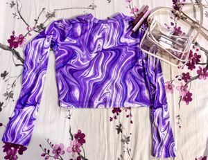 Abstract Art With Purple And White T Shirt