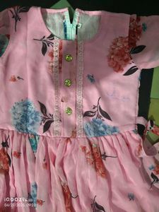 Pink Floral Dress with Long Sleeves