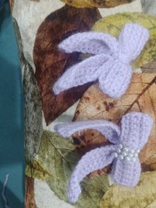 Cute Lilac Crochet Bow Hair Clips