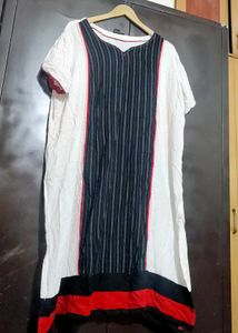 Off White & Red🔴Black⚫ Kurti For 48 Bust
