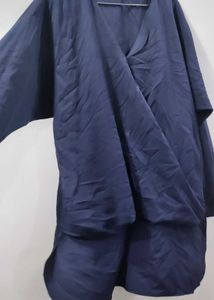 Elegant Navy Blue Wrap Top