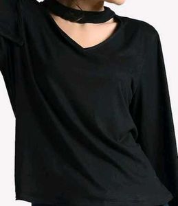 A-line Black Bell Sleeve Top
