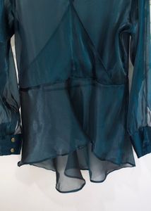 Teal Blue Wrap Peplum Top