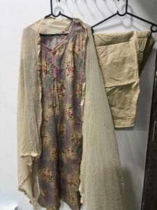 Stonework Floral Print Pant Suit