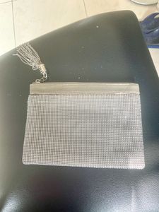 Sparkly Silver Clutch with Tassel