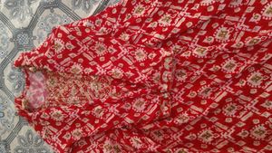 Red Printed Kurti with Embroidery