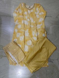 Yellow Floral Kurta Set