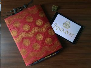 Red And Royal Blue Chanderi Silk Saree