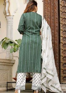 Green Embroidered Kurta Set