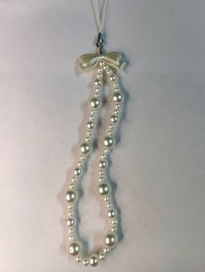 🤍 Elegant Pearl Beaded Phone Charm with Bow 🎀✨