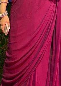 Elegant Pre Stitched Maroon Cocktail Saree