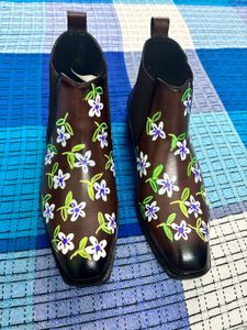 Floral Leather Chelsea Boots