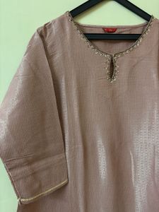 W Mauve Embroidered Kurta