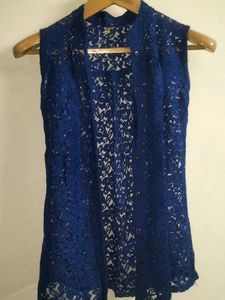 Blue Lace Sleeveless Top