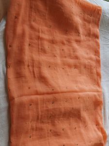 Light Orange Soft Chiffon Saree.