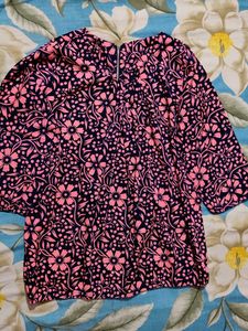Navy Blue with Pink Floral Top