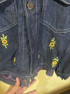 Embroidered Denim Jacket - XL