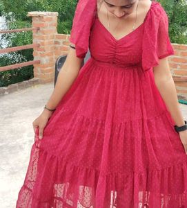 Chic Red Tiered Maxi Dress