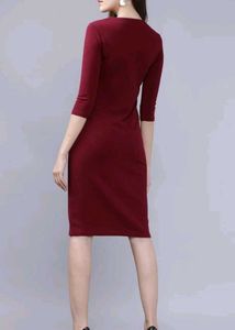 Tokyo Talkies Maroon Knee-Length Dress