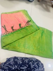 Stunning Pink &amp; Green Ombre Dupatta with Tassels