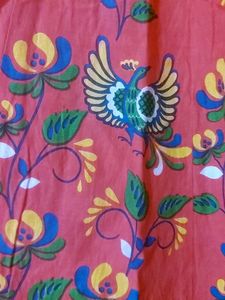 Red Coloured Sleeveless Anarkali Kurta With Koti.