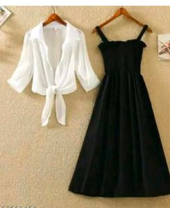 Trendy Samani Crepe Sleeveless Stylish Design Dres