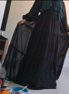 Elegant Leaf Print Abaya
