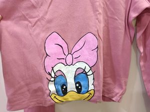 Cute Pink Daisy Duck Hand Painted  Long Sleeve Top