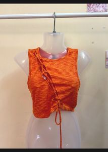 H&M Orange Tie-Up Crop Top