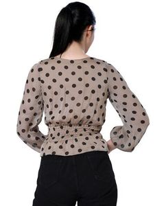 Buy beige &amp; Black Polka Dot print Top