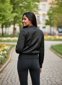 H&amp;M Stylish Black Bomber Jacket Size Small