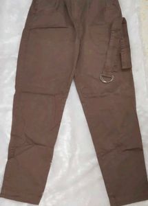 Brown belted high-waisted pants