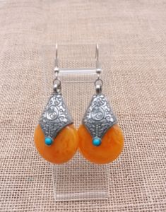 Yellow/amber Tibetan Silver And Turquoise