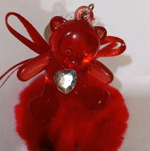 Red Teddy Bear Keychain For Valentine's Day
